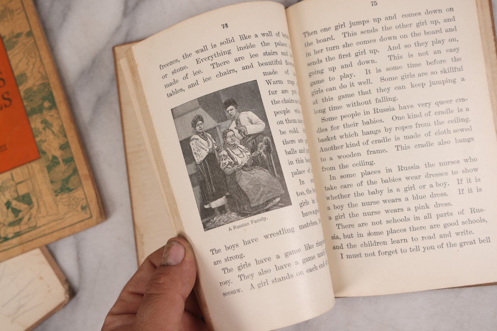 Lot 124 - Grouping Of Three Antique Books For Children: "Zweite Lesebuch" (Second Reader) German Language Instruction Book (1886), "Big People And Little People Of Other Lands" By Edward R. Shaw (1900), And "Forty Famous Stories" By H.A. Mertz (1936)