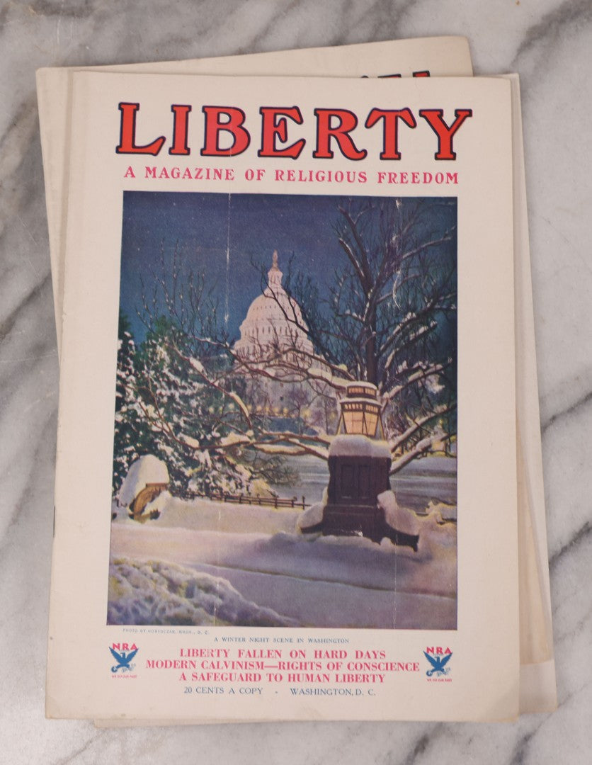 Lot 125 - Grouping Of Seven Vintage Liberty Magazines "A Magazine Of Religious Freedom," Member N.R.A., 1934 To 1936