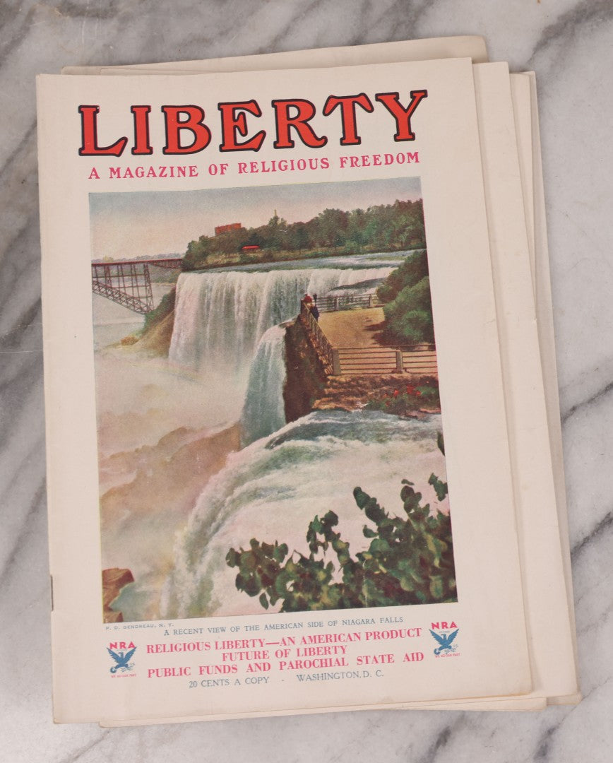 Lot 125 - Grouping Of Seven Vintage Liberty Magazines "A Magazine Of Religious Freedom," Member N.R.A., 1934 To 1936