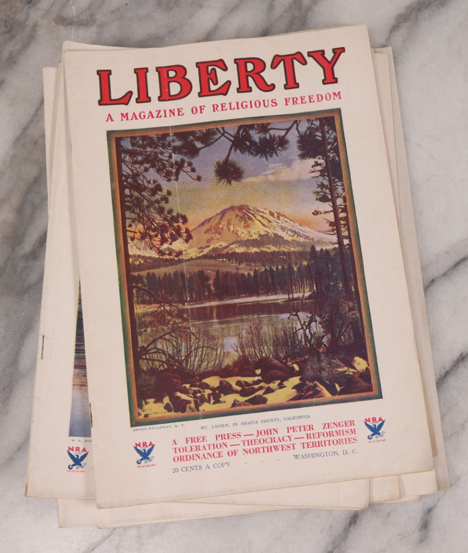 Lot 125 - Grouping Of Seven Vintage Liberty Magazines "A Magazine Of Religious Freedom," Member N.R.A., 1934 To 1936