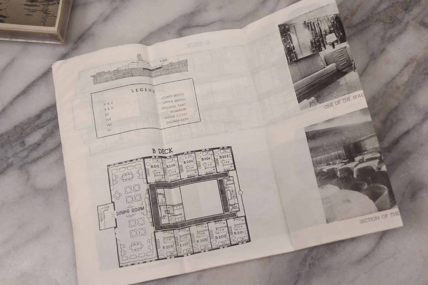 Lot 127 - Vintage Promotional Photograph Of The S.S. Constitution, American Export Lines Mediterranean Ocean Liner, In Plastic Frame, With Accompanying Postcard And Souvenir Deck Plans