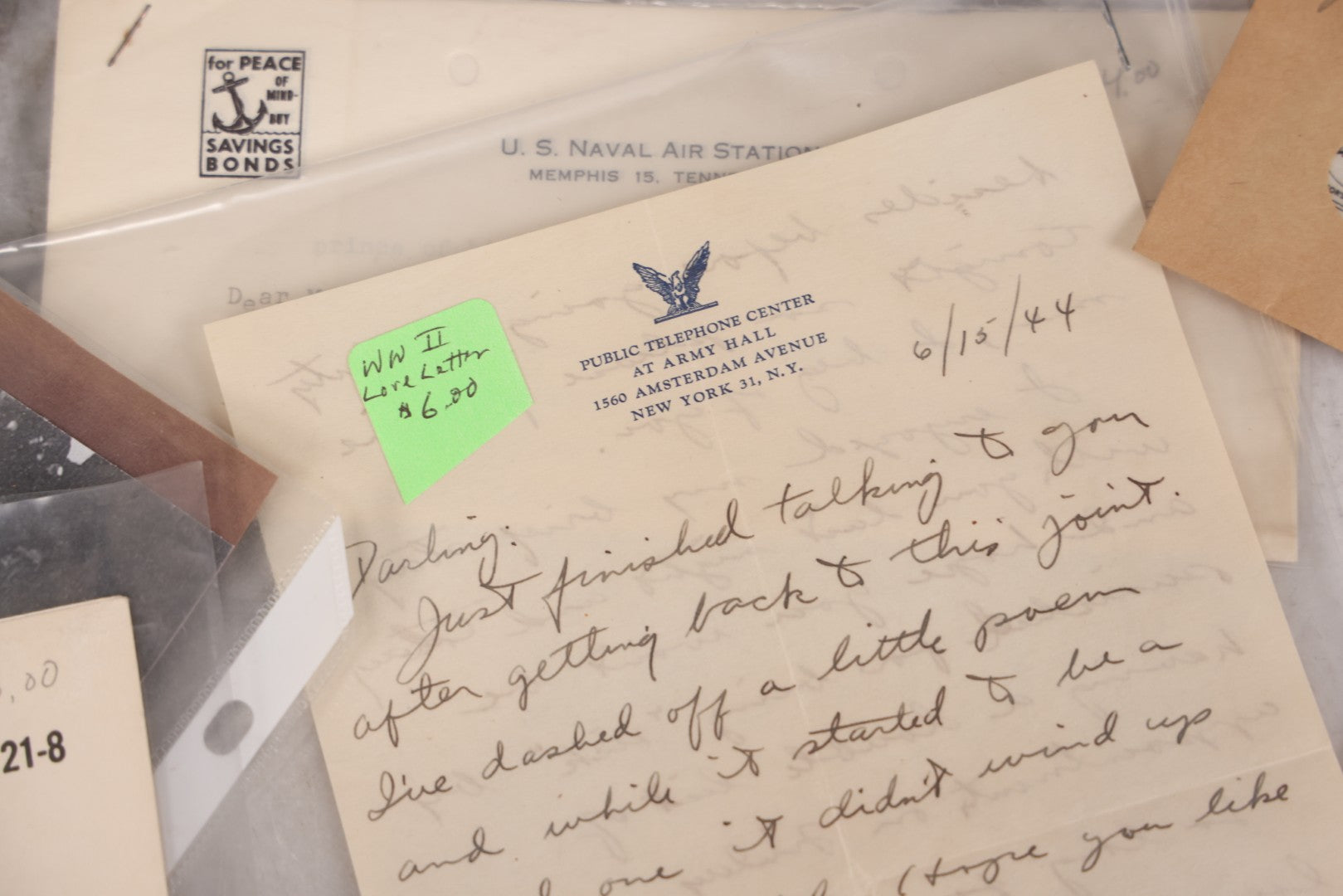 Lot 128 - Grouping Of Miscellaneous Vintage Military Ephemera Including Many Handwritten Domestic Letters From World War 2, "Once A Soldier" Booklet, Other Miscellaneous Scraps, 5+ Pieces Total