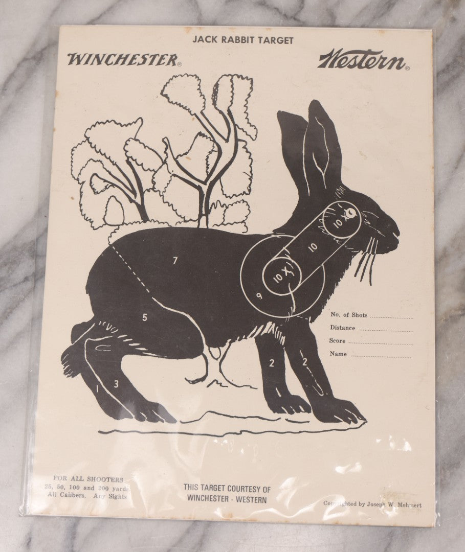 Lot 129 - Grouping Of Four Vintage Paper Winchester Western Rifle Shooting Targets Including Jack Rabbit, Crow, And Two Woodchuck Targets, Copyrighted By Joseph W. Mehmert