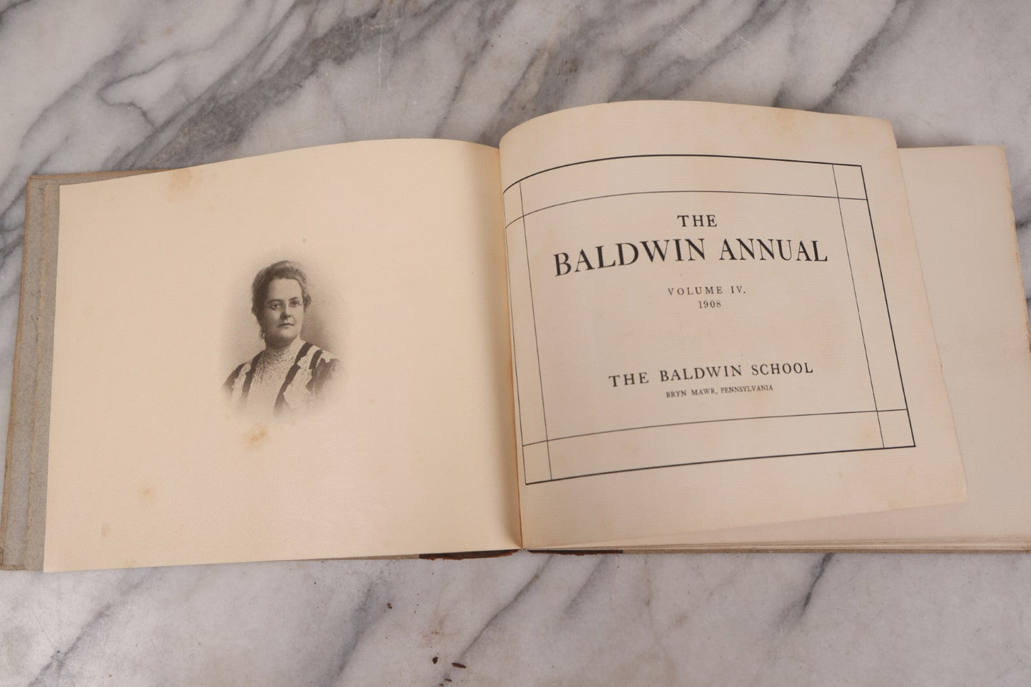 Lot 132 - Antique Baldwin Academy Yearbook, Volume IV, 1907–1908, The Baldwin School, Bryn Mawr, Pennsylvania, With Signatures From Students
