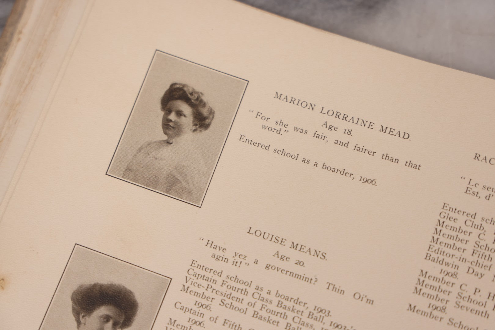 Lot 132 - Antique Baldwin Academy Yearbook, Volume IV, 1907–1908, The Baldwin School, Bryn Mawr, Pennsylvania, With Signatures From Students