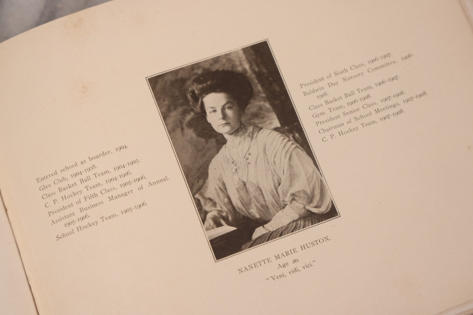Lot 132 - Antique Baldwin Academy Yearbook, Volume IV, 1907–1908, The Baldwin School, Bryn Mawr, Pennsylvania, With Signatures From Students