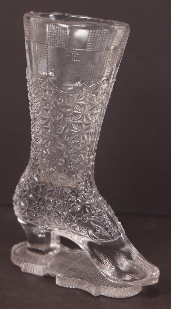 Lot 133 - Antique Early American Pattern Glass E.A.P.G. Shoe Vase, Note Chip