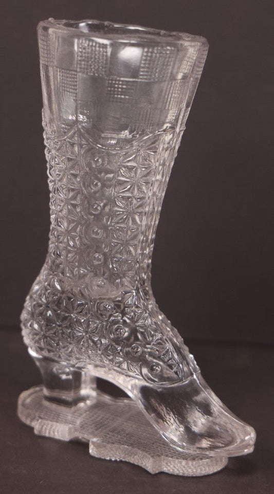 Lot 133 - Antique Early American Pattern Glass E.A.P.G. Shoe Vase, Note Chip