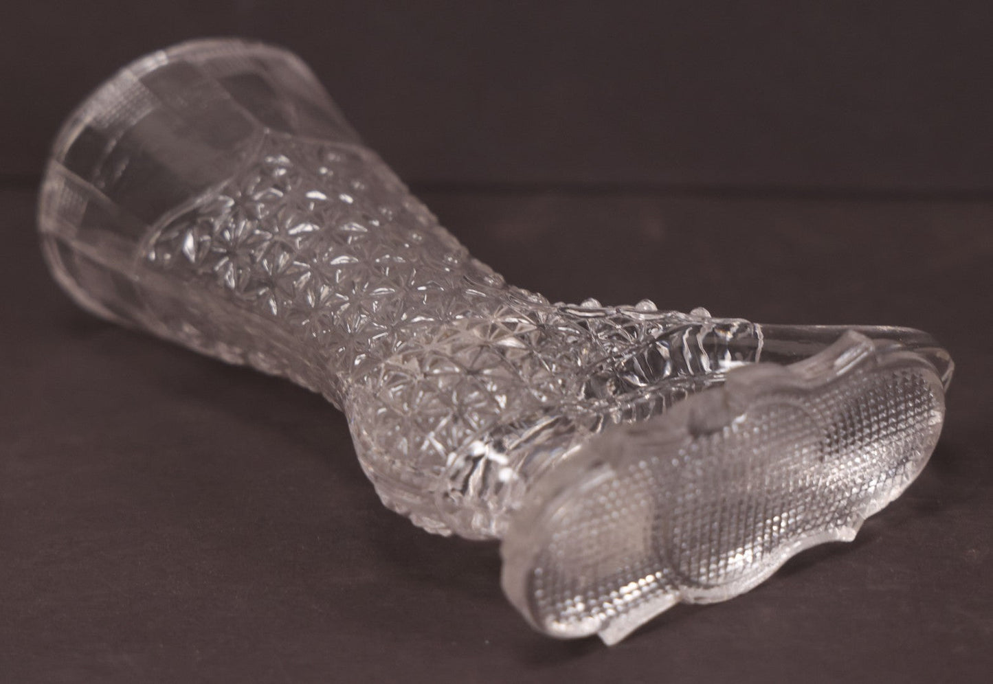 Lot 133 - Antique Early American Pattern Glass E.A.P.G. Shoe Vase, Note Chip