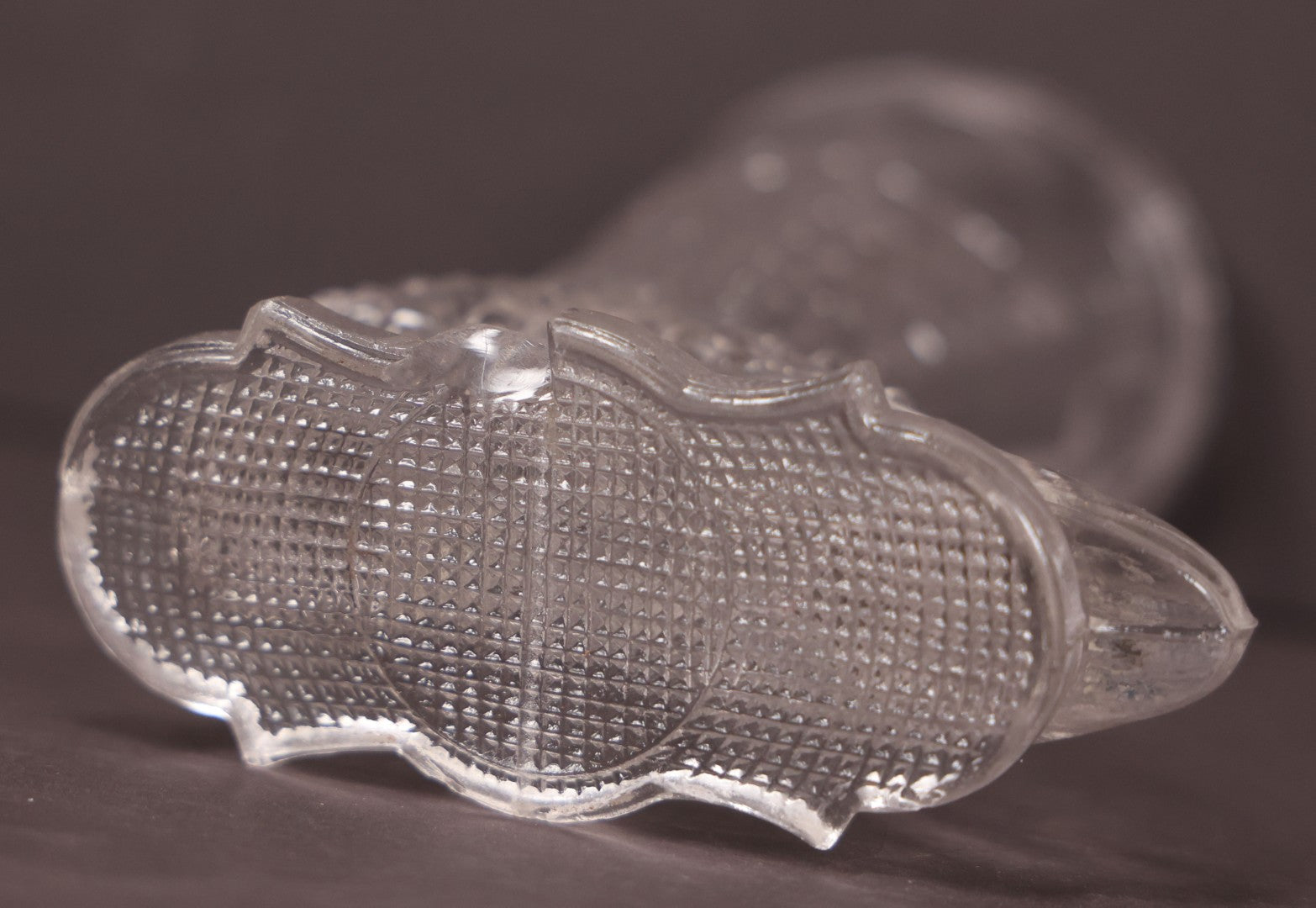 Lot 133 - Antique Early American Pattern Glass E.A.P.G. Shoe Vase, Note Chip