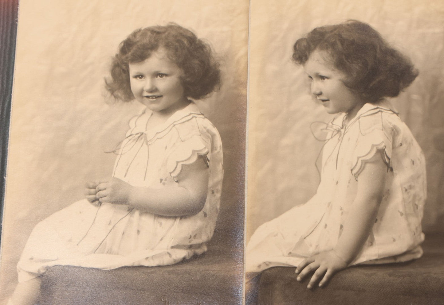 Lot 138 - Antique Leather Photo Album Book With Twelve Studio Portraits Of A Young Girl, Including Images With Her Stuffed Cat, Portraits By Underwood & Underwood, New York, Washington, And Chicago