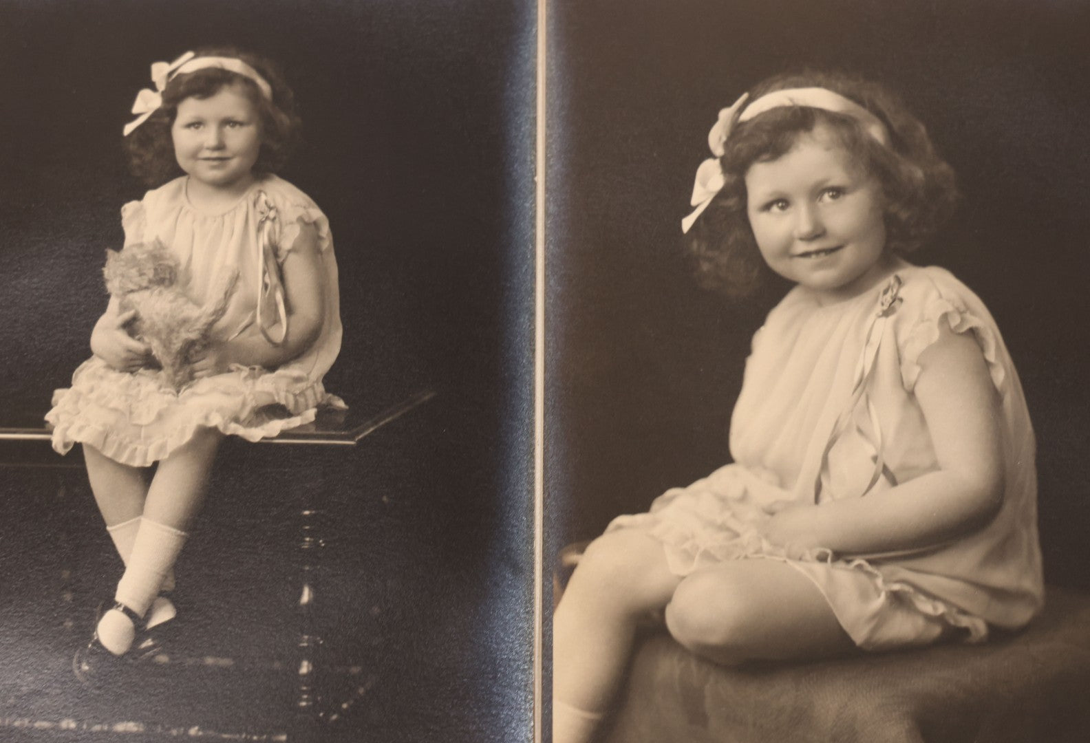 Lot 138 - Antique Leather Photo Album Book With Twelve Studio Portraits Of A Young Girl, Including Images With Her Stuffed Cat, Portraits By Underwood & Underwood, New York, Washington, And Chicago