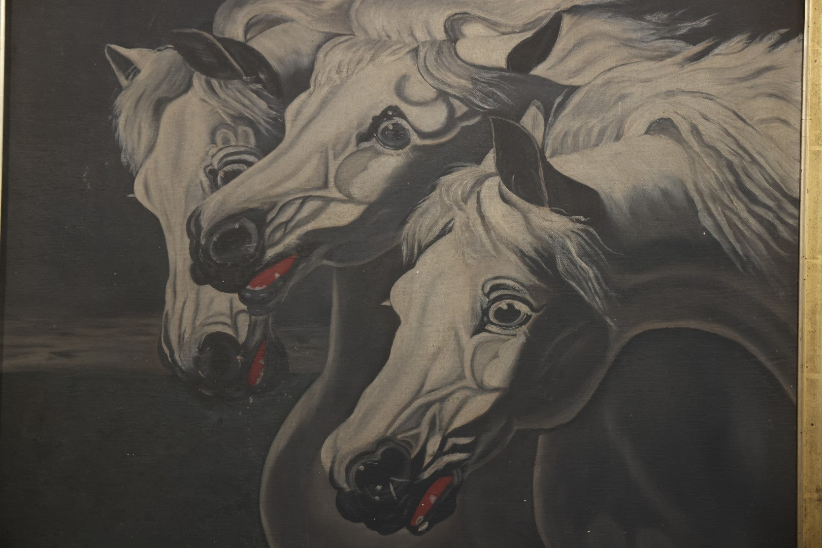 Antique Oil On Canvas Painting “Pharaoh's Horses” After J.F. Herring, Gilt Frame, Late 19th Century, 28-1/2" X 30-1/2"