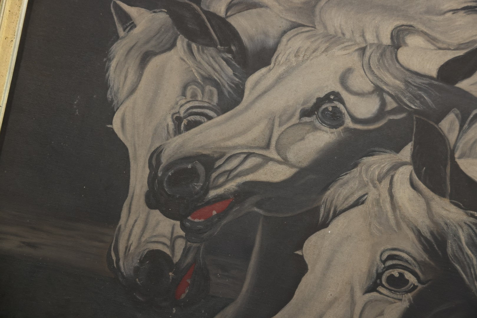 Antique Oil On Canvas Painting “Pharaoh's Horses” After J.F. Herring, Gilt Frame, Late 19th Century, 28-1/2" X 30-1/2"