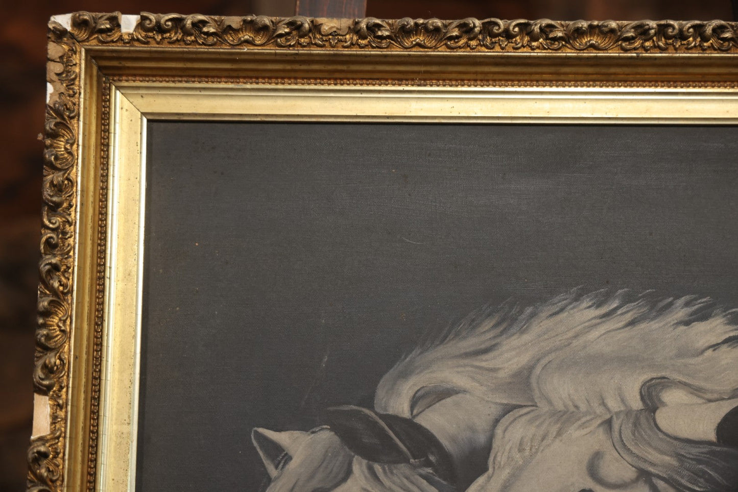 Antique Oil On Canvas Painting “Pharaoh's Horses” After J.F. Herring, Gilt Frame, Late 19th Century, 28-1/2" X 30-1/2"