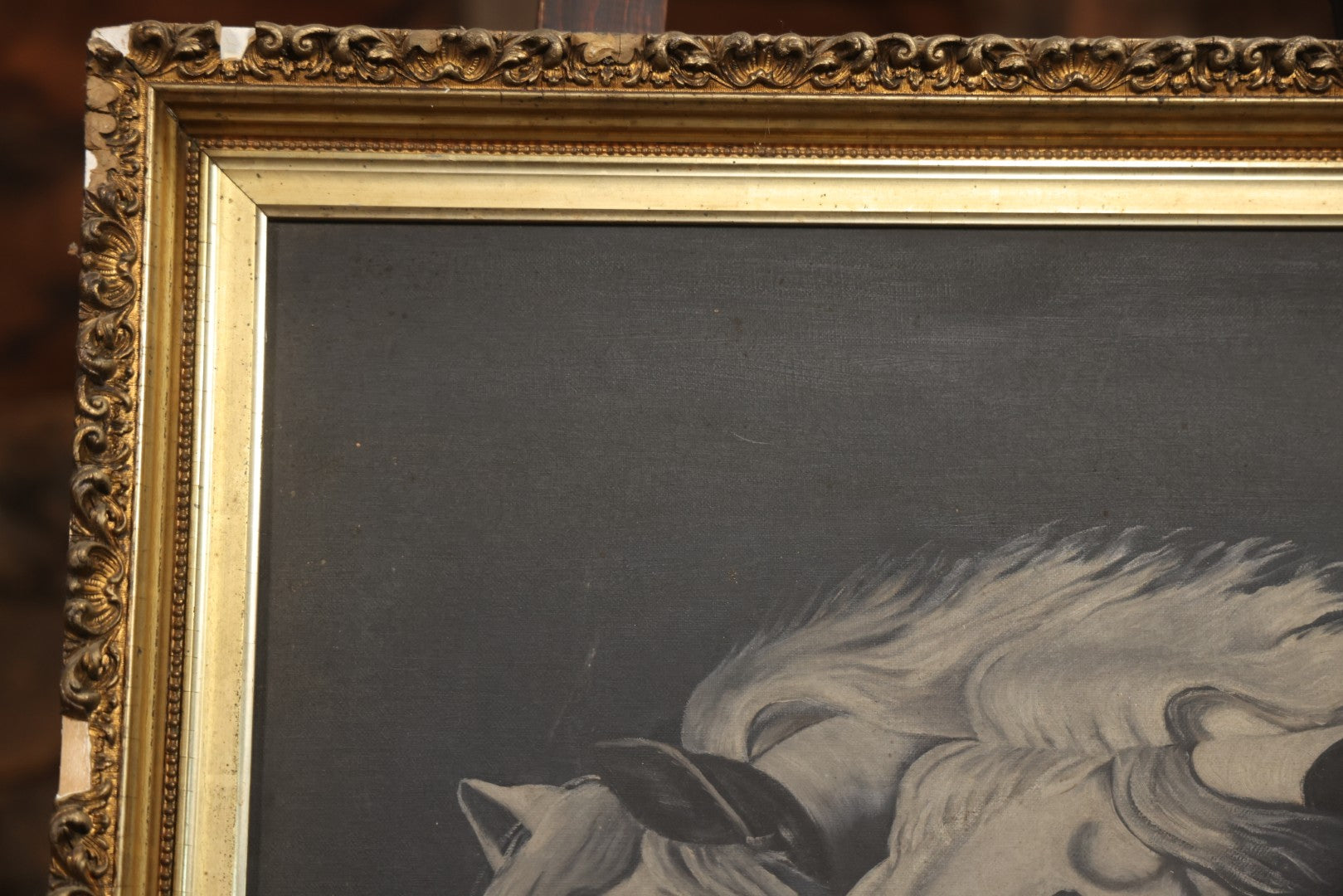 Antique Oil On Canvas Painting “Pharaoh's Horses” After J.F. Herring, Gilt Frame, Late 19th Century, 28-1/2" X 30-1/2"