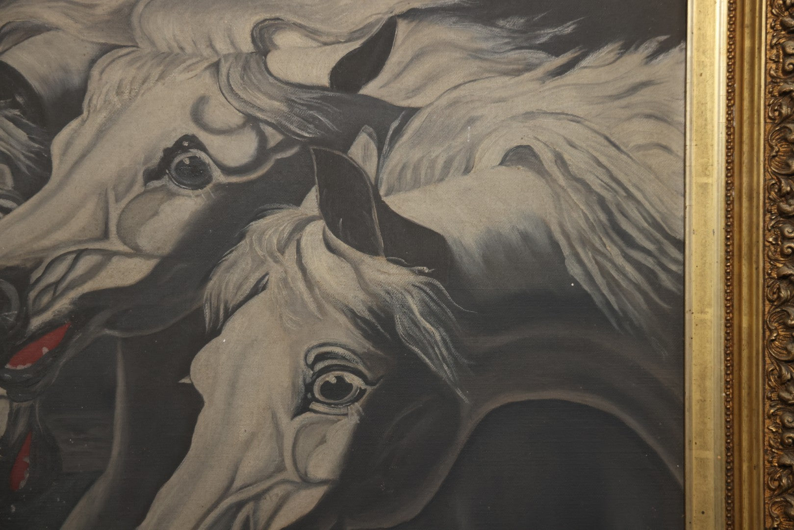 Antique Oil On Canvas Painting “Pharaoh's Horses” After J.F. Herring, Gilt Frame, Late 19th Century, 28-1/2" X 30-1/2"