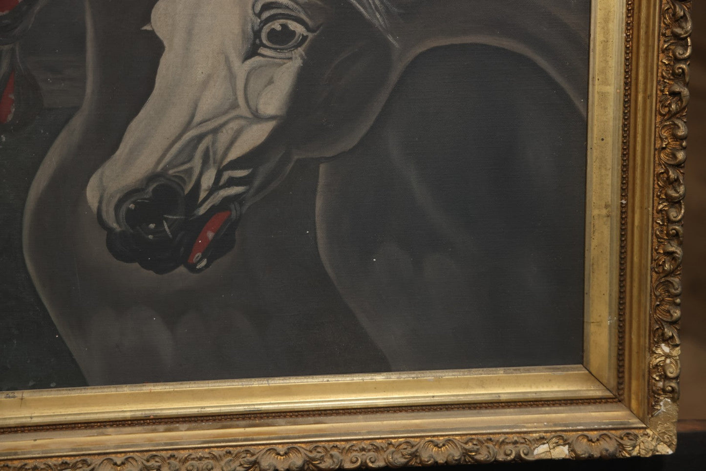 Antique Oil On Canvas Painting “Pharaoh's Horses” After J.F. Herring, Gilt Frame, Late 19th Century, 28-1/2" X 30-1/2"