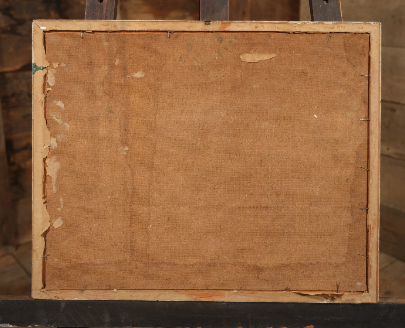 Vintage Mid-20th Century Wartime Folk Art Painting Of Partisan Attacking German Soldier With Stone, Signed And Dated 1941/1947, On Masonite, In Frame, 22-7/8" X 18-3/8"