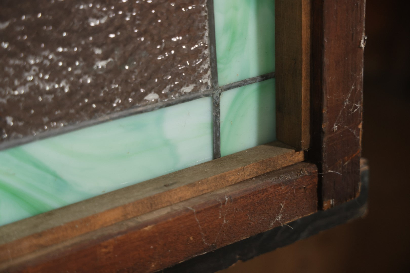 Antique Stained Glass Trade Sign “Beds,” From Boston Boarding House, With Damage And Wear, 43-3/8" X 31-1/4"