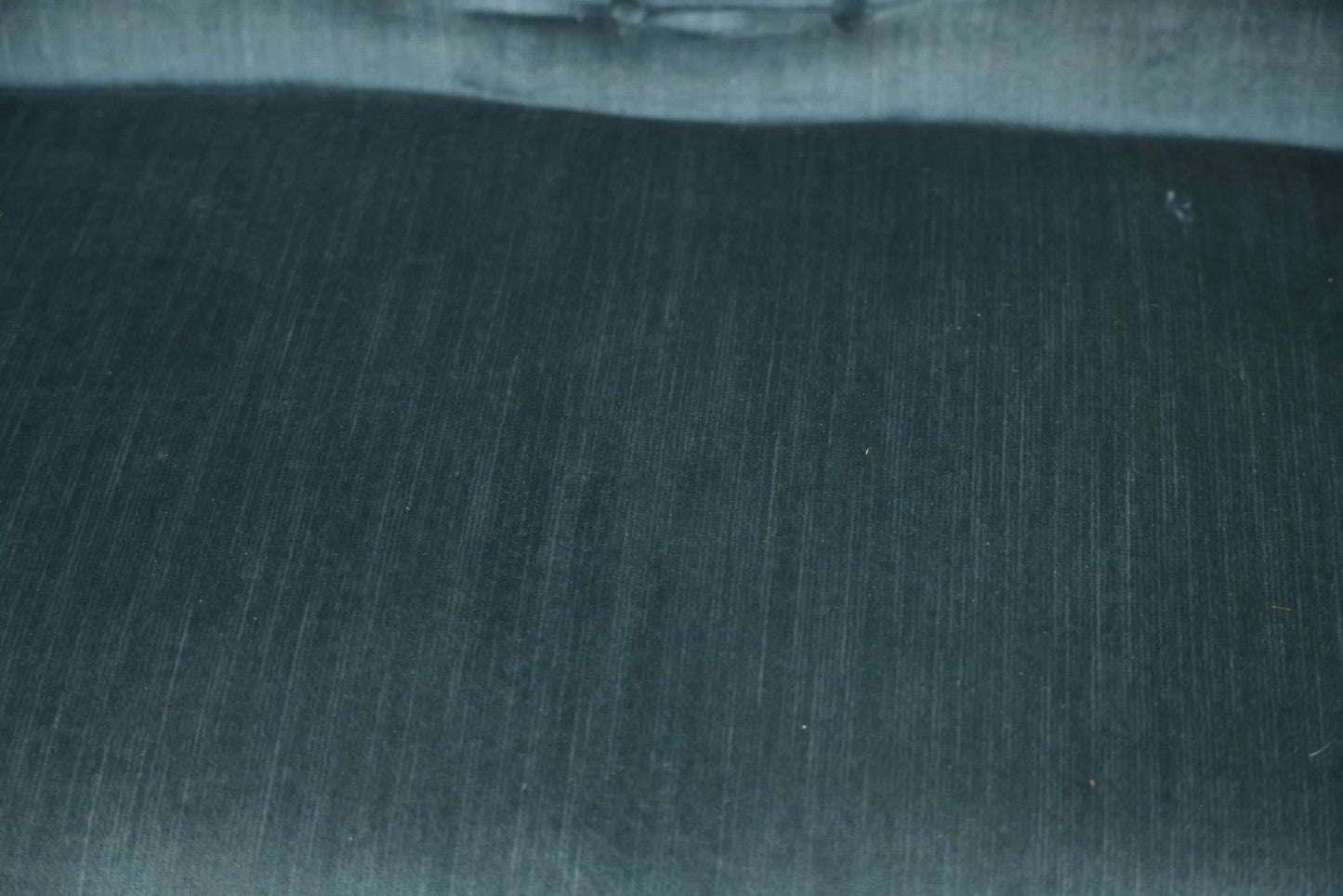 Antique Victorian Carved Walnut Settee With Tufted Blue Upholstery And Casters