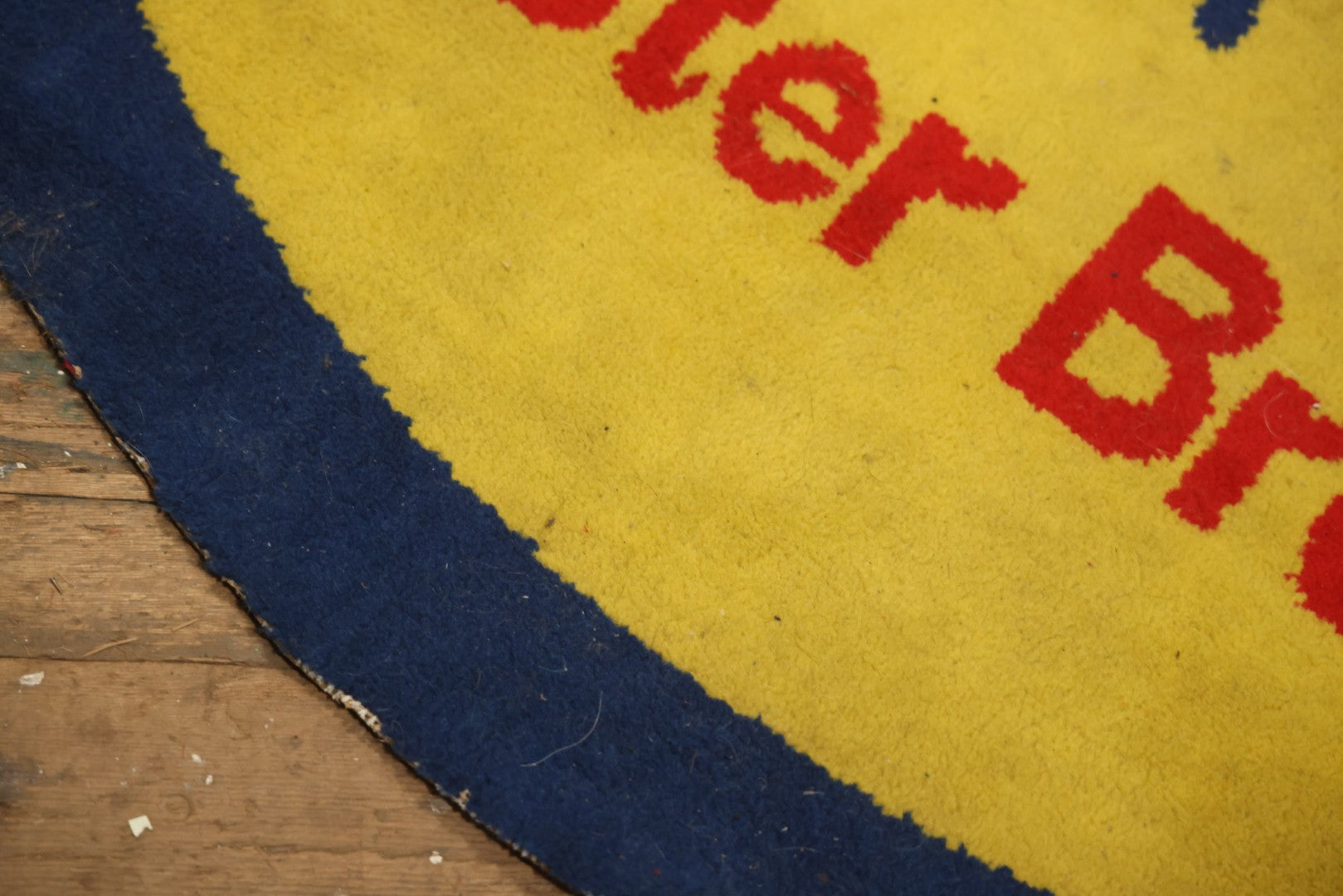 Vintage Buster Brown Round Shoe Store Advertising Rug With Character And Tige Dog Graphic, 52-1/2" X 53-1/2"