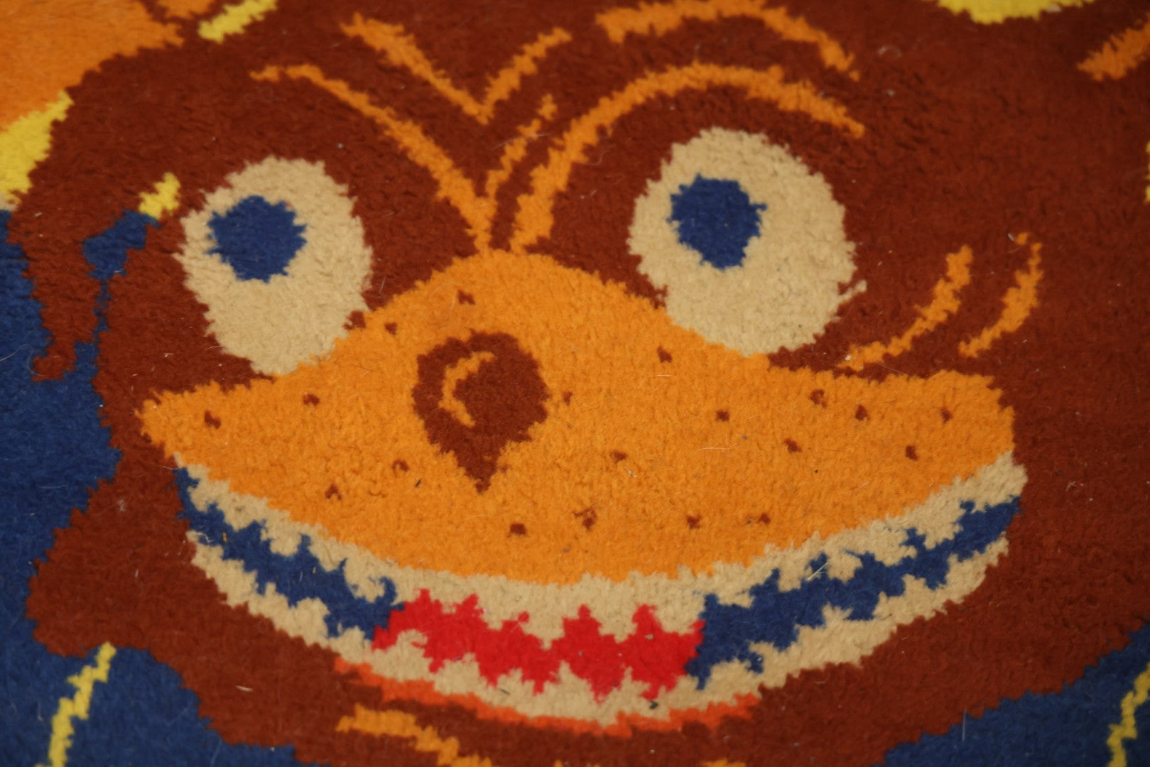 Vintage Buster Brown Round Shoe Store Advertising Rug With Character And Tige Dog Graphic, 52-1/2" X 53-1/2"