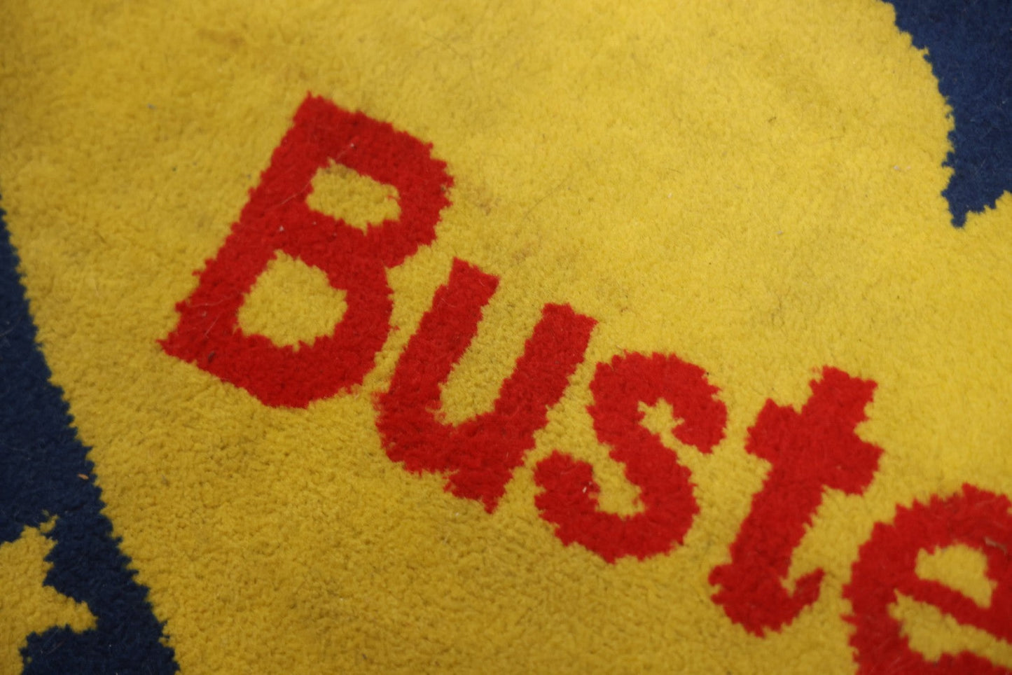 Vintage Buster Brown Round Shoe Store Advertising Rug With Character And Tige Dog Graphic, 52-1/2" X 53-1/2"