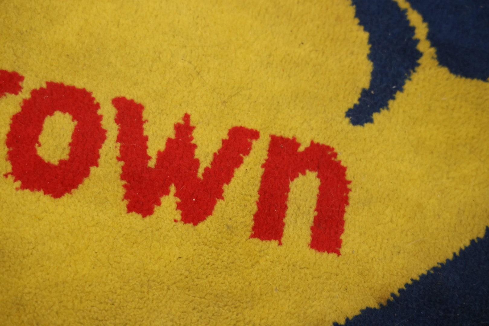 Vintage Buster Brown Round Shoe Store Advertising Rug With Character And Tige Dog Graphic, 52-1/2" X 53-1/2"