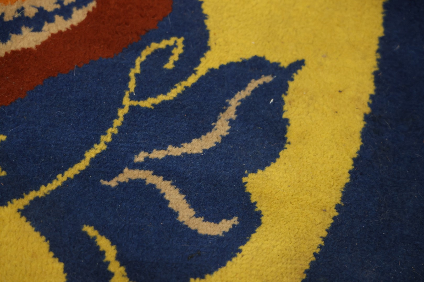 Vintage Buster Brown Round Shoe Store Advertising Rug With Character And Tige Dog Graphic, 52-1/2" X 53-1/2"