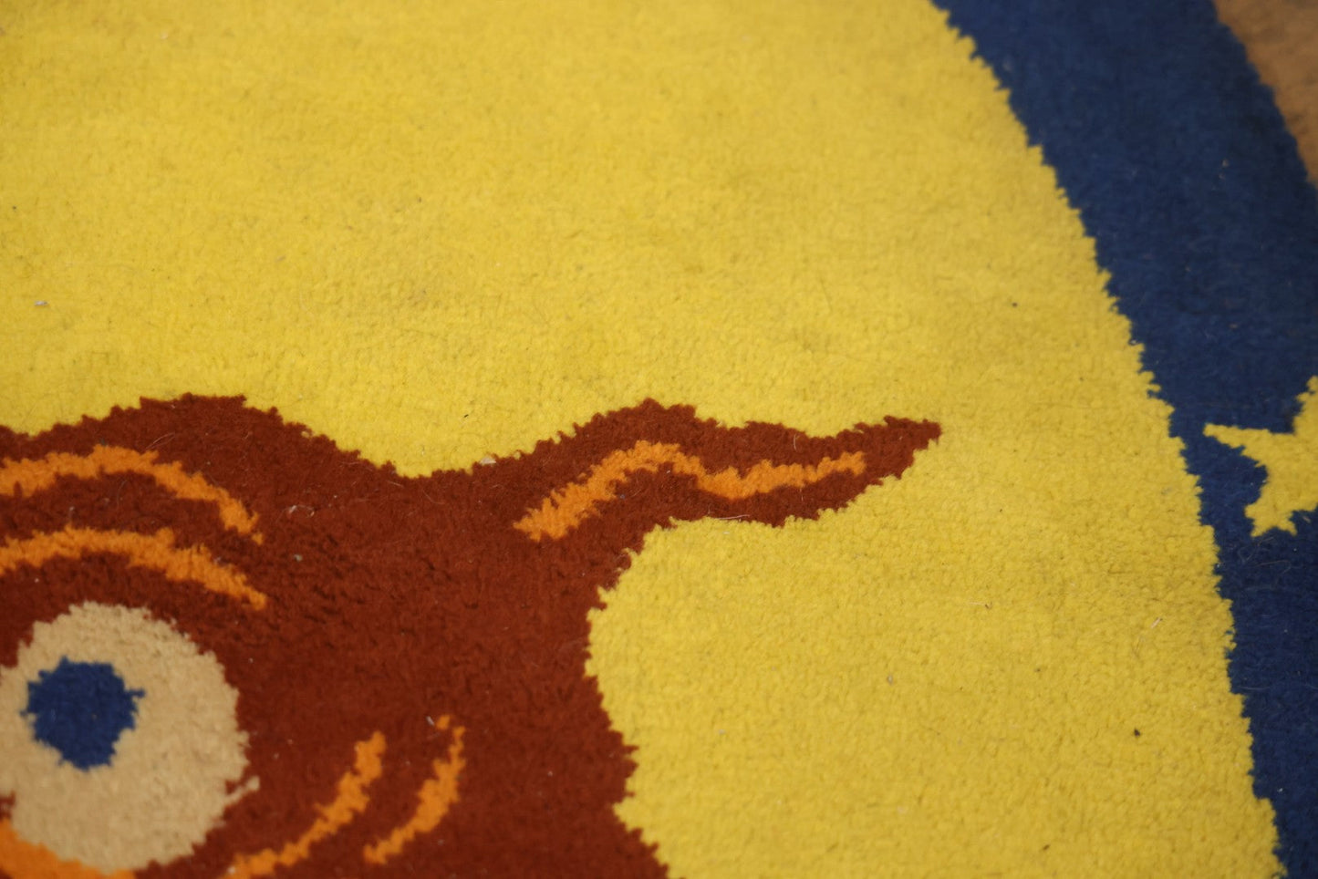 Vintage Buster Brown Round Shoe Store Advertising Rug With Character And Tige Dog Graphic, 52-1/2" X 53-1/2"