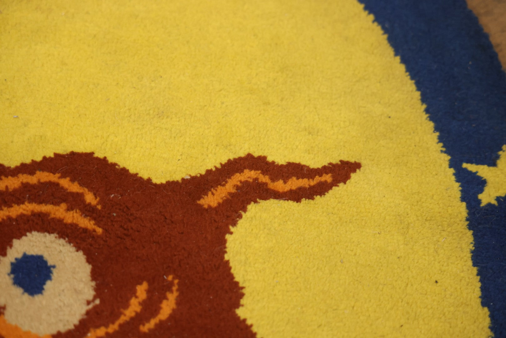 Vintage Buster Brown Round Shoe Store Advertising Rug With Character And Tige Dog Graphic, 52-1/2" X 53-1/2"