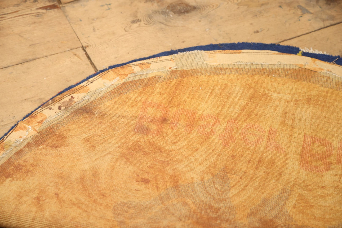 Vintage Buster Brown Round Shoe Store Advertising Rug With Character And Tige Dog Graphic, 52-1/2" X 53-1/2"