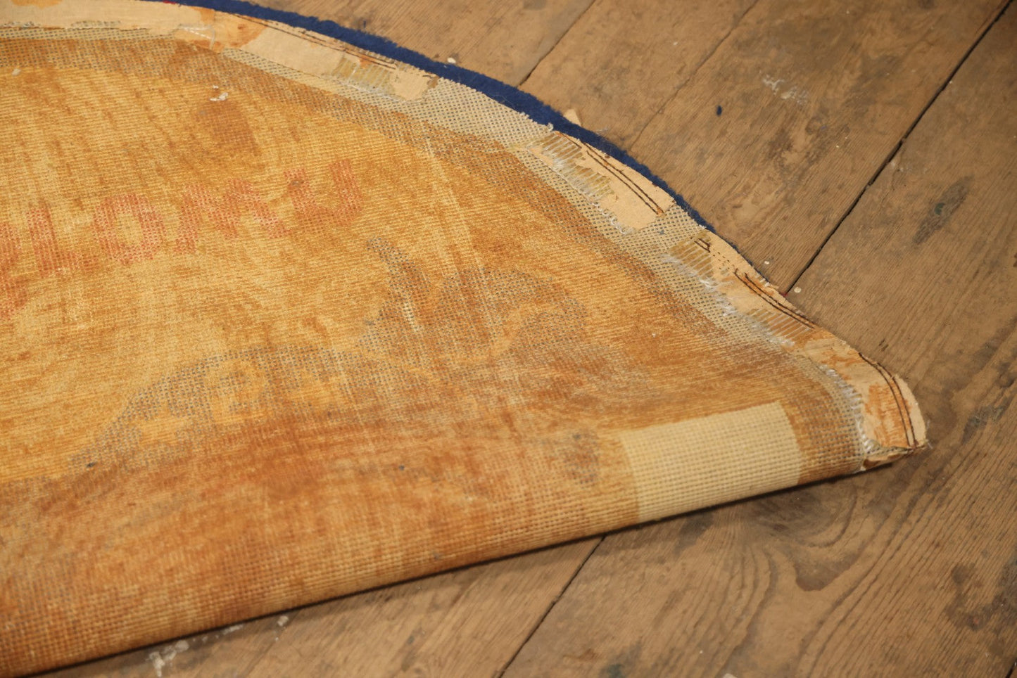 Vintage Buster Brown Round Shoe Store Advertising Rug With Character And Tige Dog Graphic, 52-1/2" X 53-1/2"