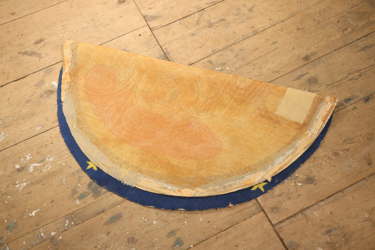 Vintage Buster Brown Round Shoe Store Advertising Rug With Character And Tige Dog Graphic, 52-1/2" X 53-1/2"