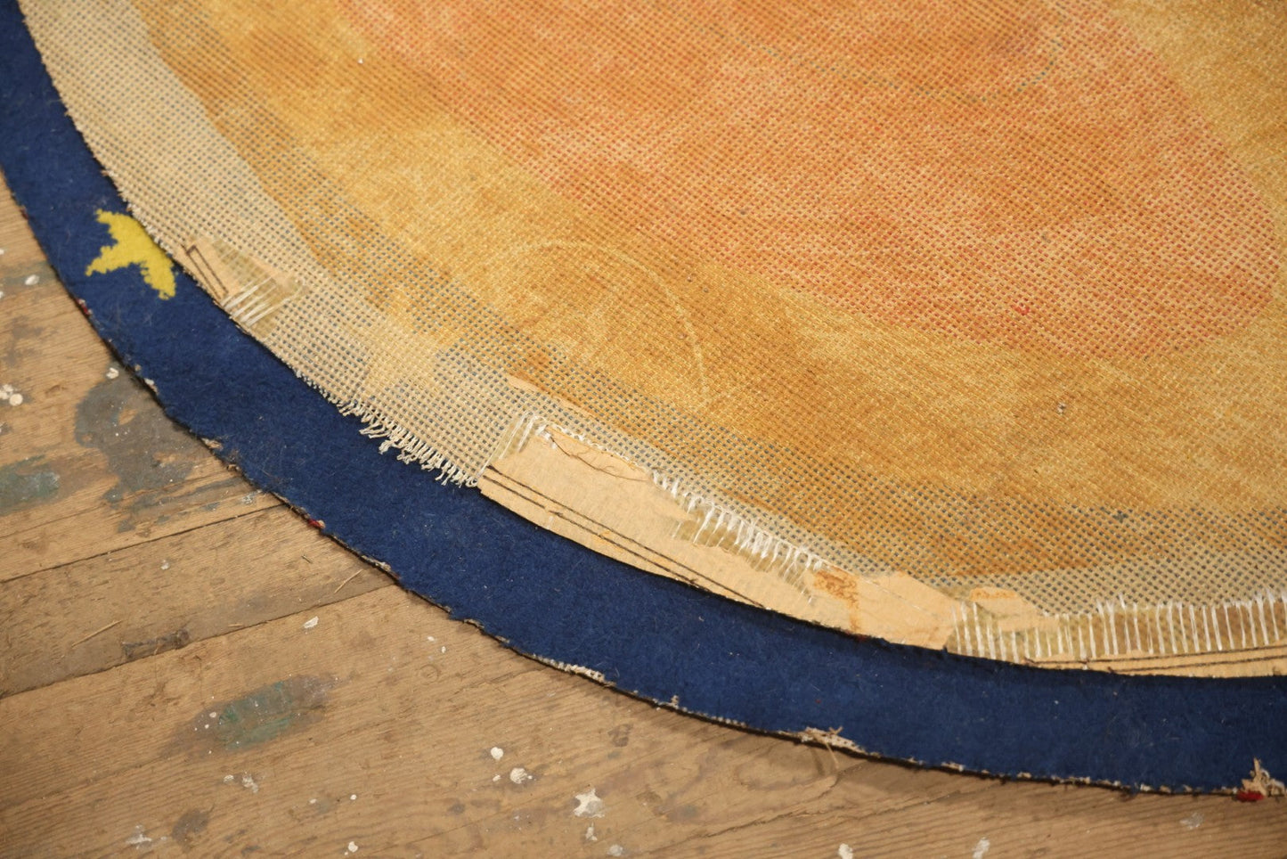 Vintage Buster Brown Round Shoe Store Advertising Rug With Character And Tige Dog Graphic, 52-1/2" X 53-1/2"