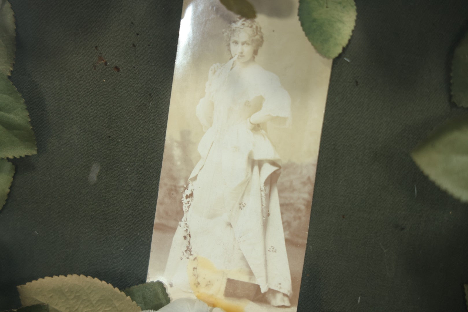 Early 20th Century Shadow Box Bridal Keepsake With Feather Flowers And Wedding Photograph, 23-7/8" X 23-7/8"