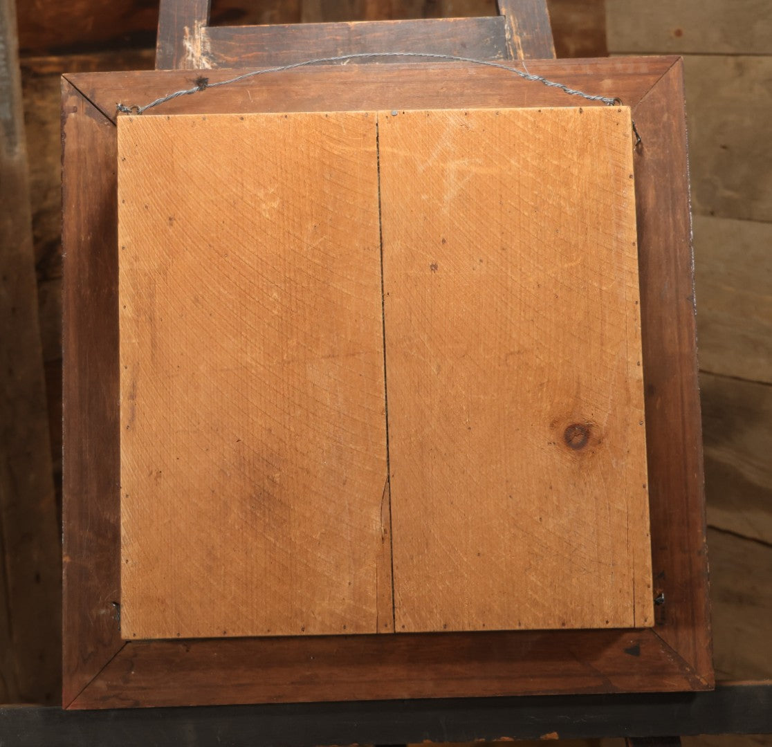 Early 20th Century Shadow Box Bridal Keepsake With Feather Flowers And Wedding Photograph, 23-7/8" X 23-7/8"