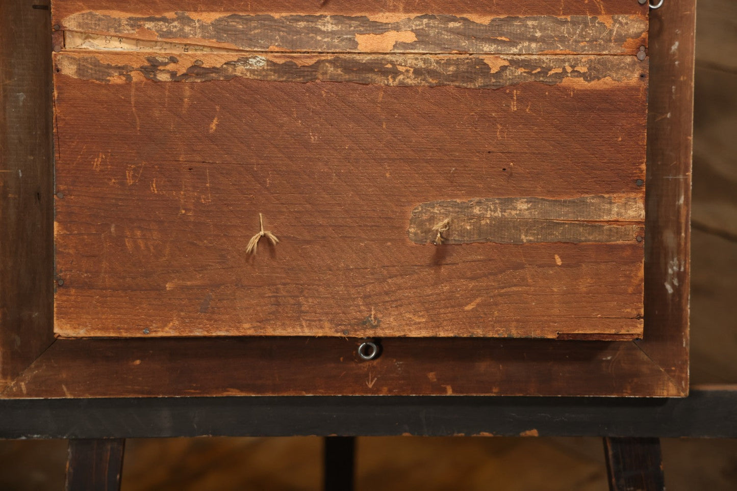 Early 20th Century Shadow Box With Wool Work Flower Horseshoe And Bouquet Arrangement, 24-5/8" X 28-3/8"
