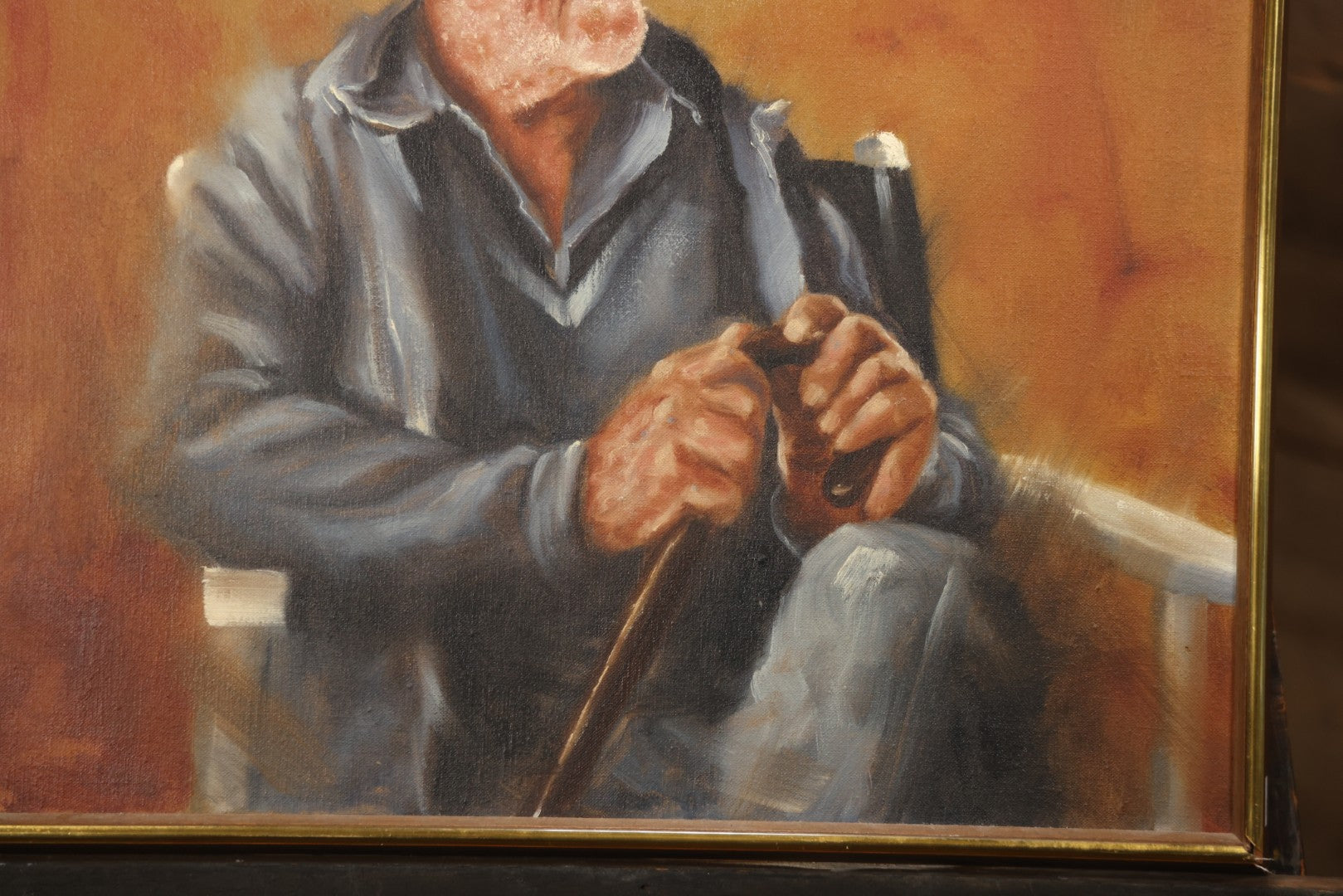 Vintage Late 20th Century Oil On Canvas Portrait Of Elder Sailor, Signed Greg Cartmell, 21-1/8" X 21-1/8"