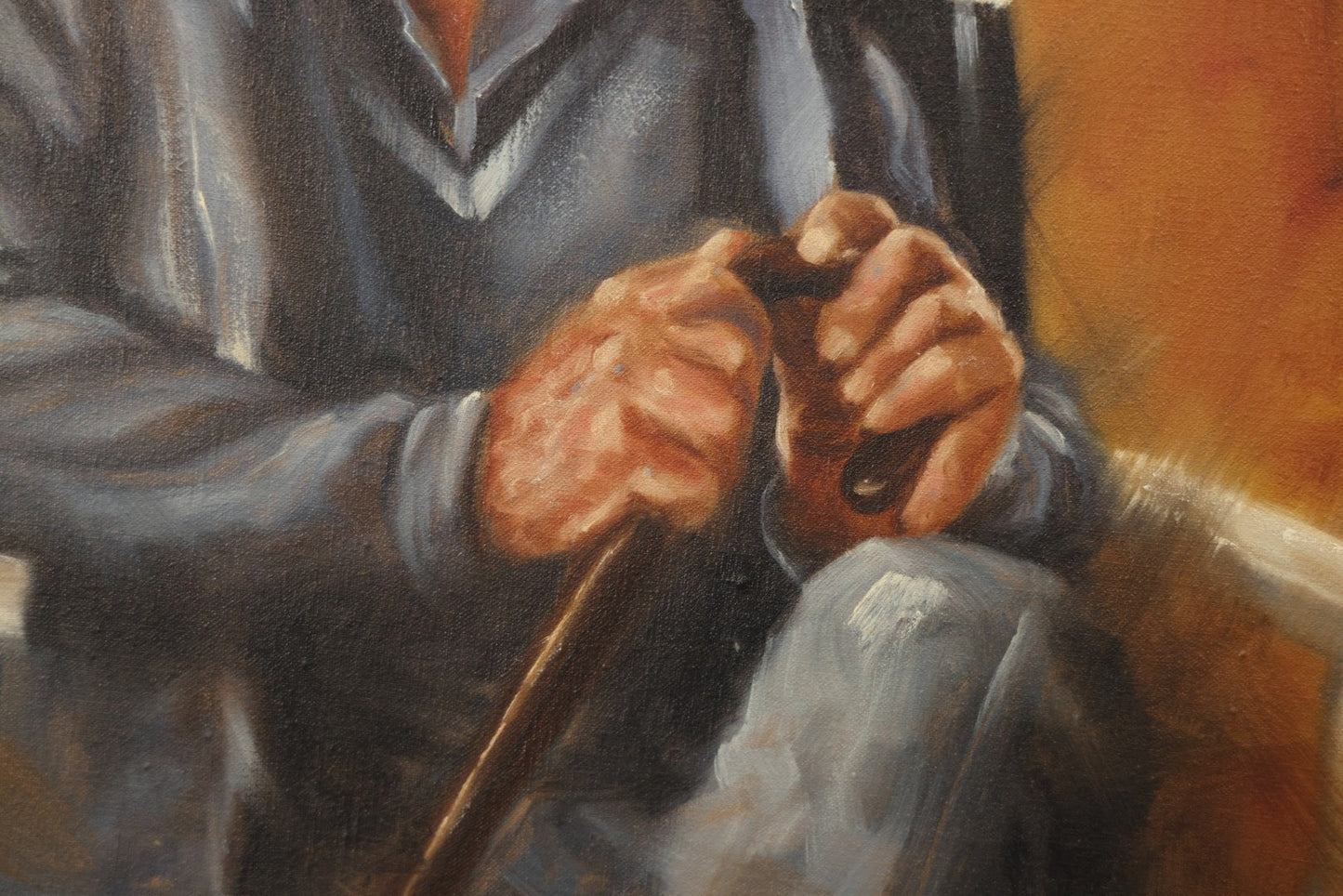 Vintage Late 20th Century Oil On Canvas Portrait Of Elder Sailor, Signed Greg Cartmell, 21-1/8" X 21-1/8"