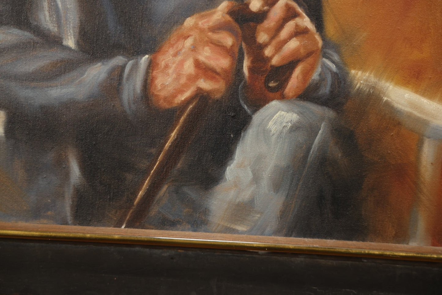 Vintage Late 20th Century Oil On Canvas Portrait Of Elder Sailor, Signed Greg Cartmell, 21-1/8" X 21-1/8"