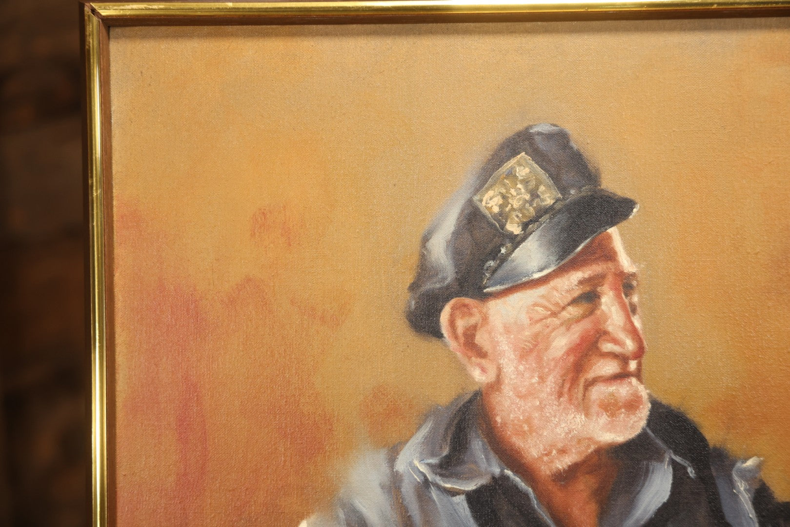 Vintage Late 20th Century Oil On Canvas Portrait Of Elder Sailor, Signed Greg Cartmell, 21-1/8" X 21-1/8"