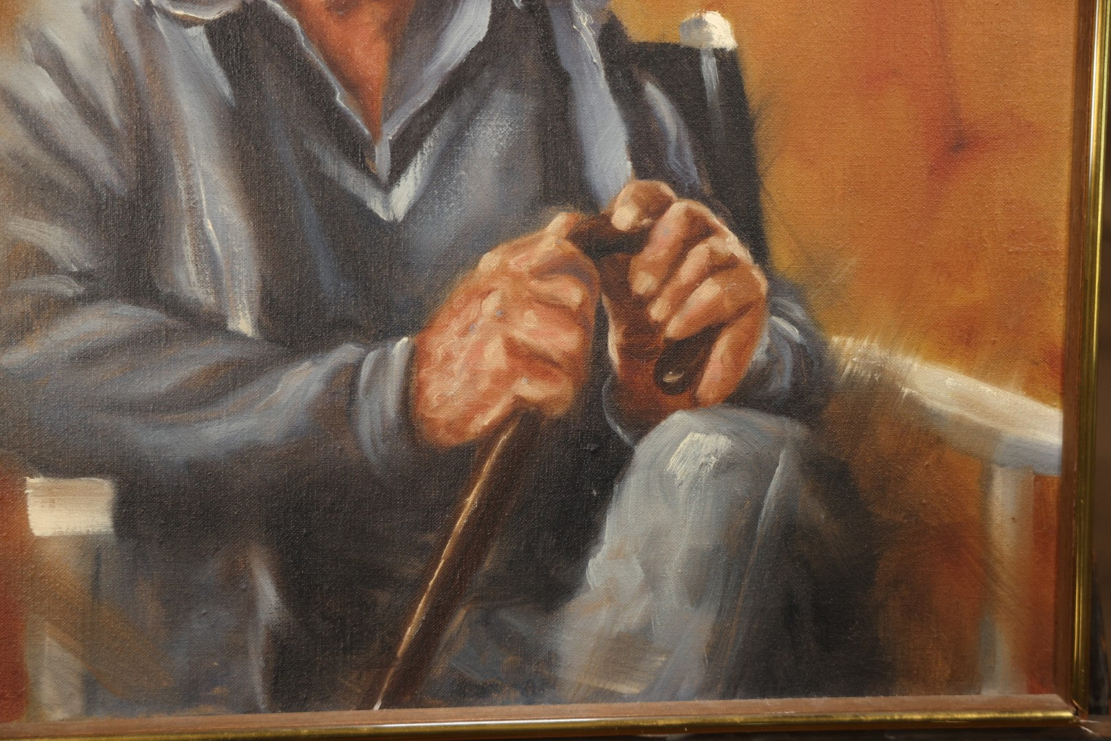 Vintage Late 20th Century Oil On Canvas Portrait Of Elder Sailor, Signed Greg Cartmell, 21-1/8" X 21-1/8"