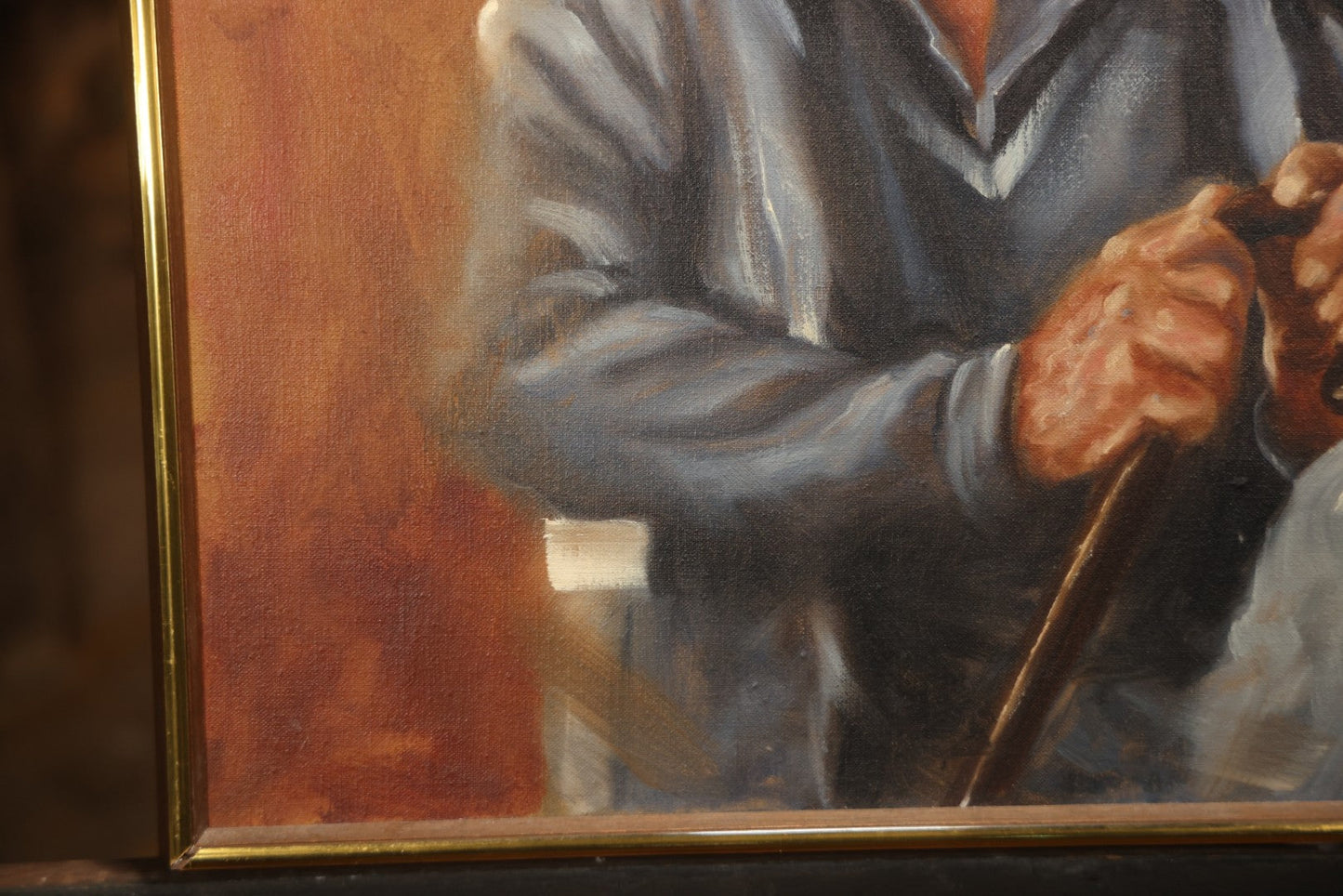 Vintage Late 20th Century Oil On Canvas Portrait Of Elder Sailor, Signed Greg Cartmell, 21-1/8" X 21-1/8"