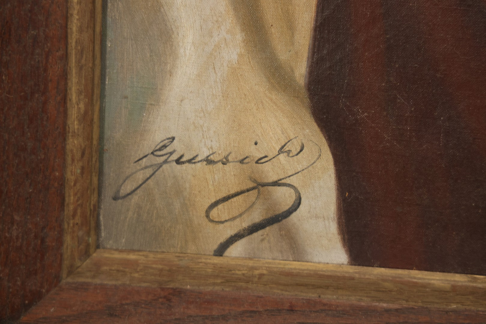 Mid-20th Century Oil On Canvas Portrait Of Elder Alpine Gentleman With Pipe, Signed Gussich, 23-3/4" X 27-3/4"