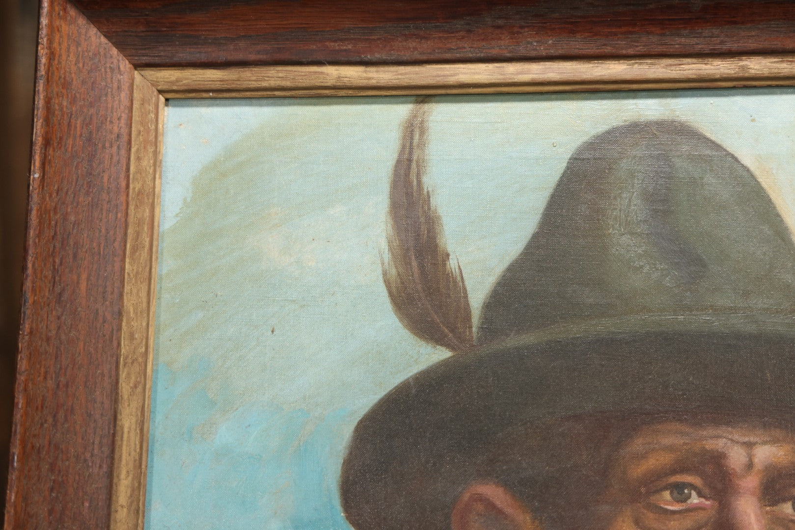 Mid-20th Century Oil On Canvas Portrait Of Elder Alpine Gentleman With Pipe, Signed Gussich, 23-3/4" X 27-3/4"