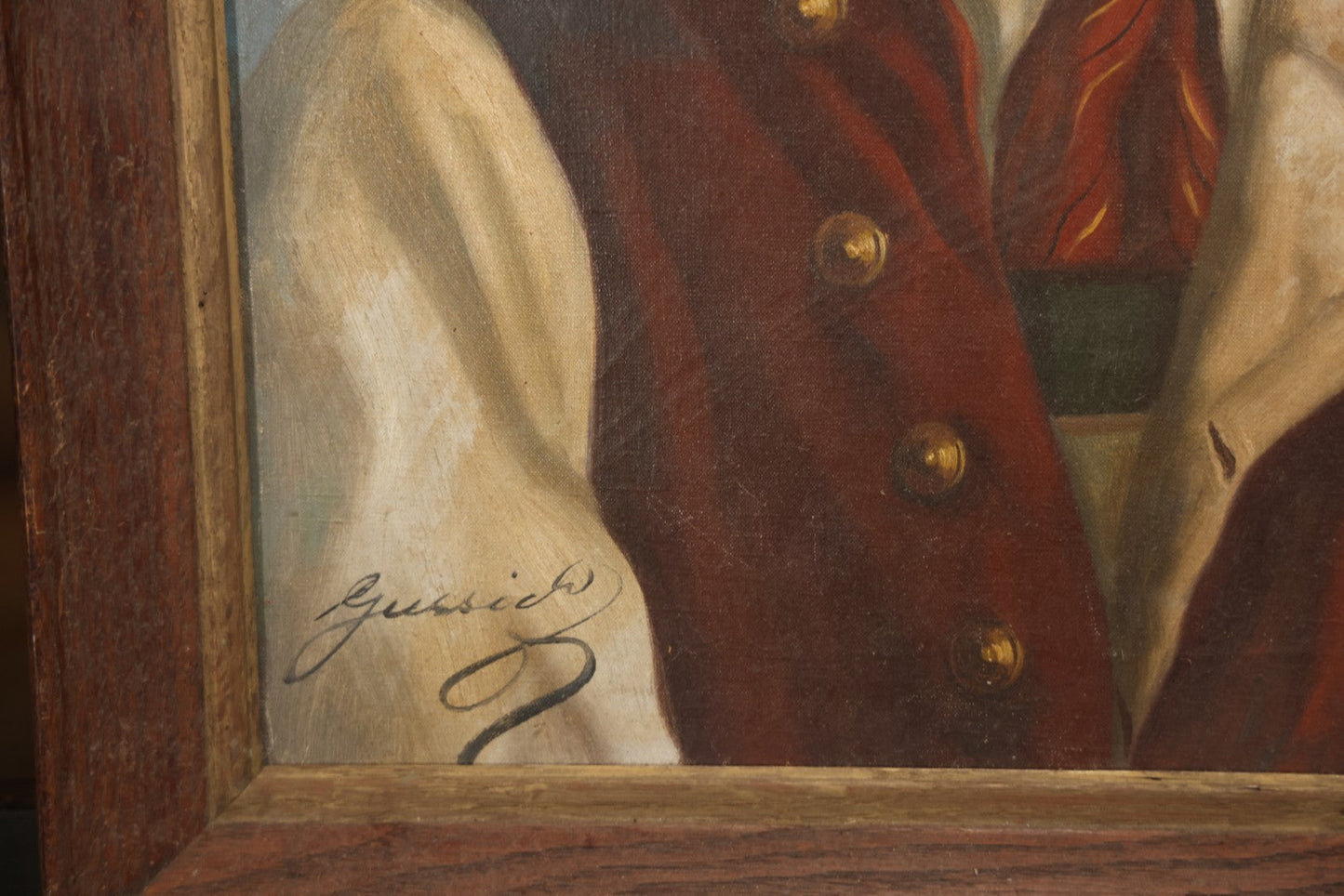 Mid-20th Century Oil On Canvas Portrait Of Elder Alpine Gentleman With Pipe, Signed Gussich, 23-3/4" X 27-3/4"