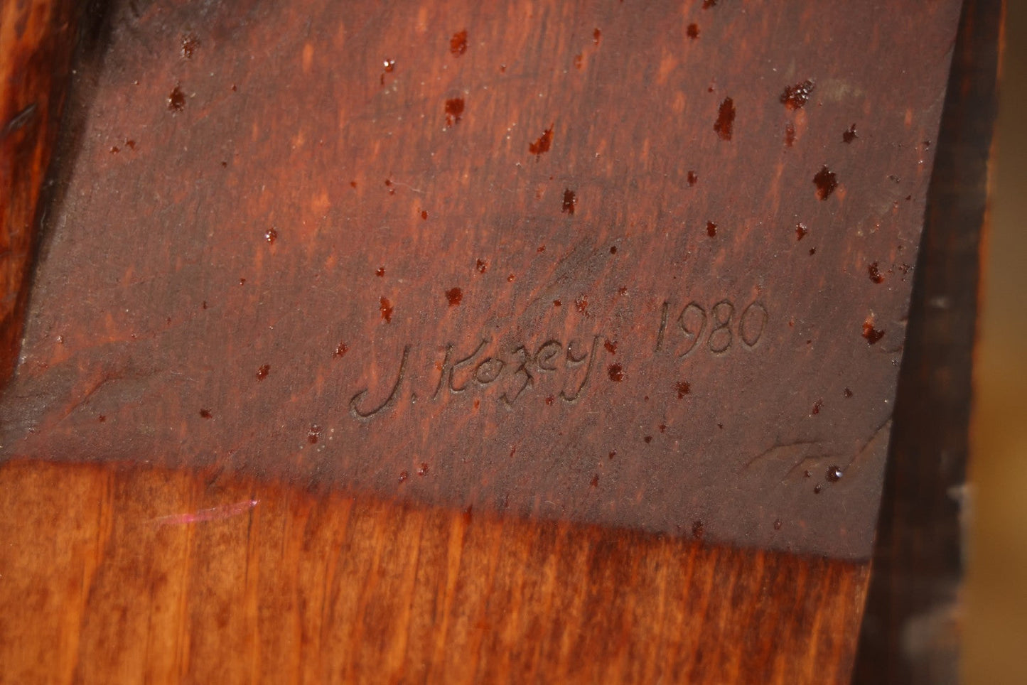 Vintage 1980 Hand-Carved Folk Art Wood Religious Wall Plaque Of Jesus Christ, Signed J. Kozey, 19-3/8" X 25-7/8"