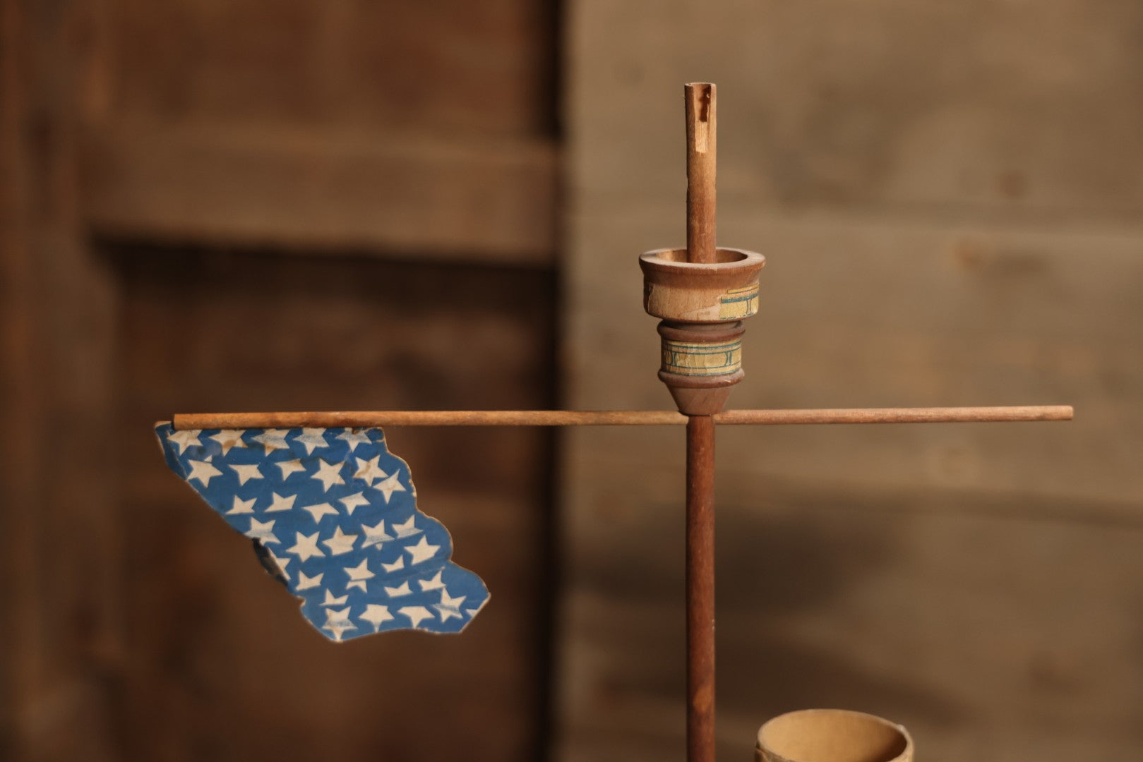 Early 20th Century “Uncle Sam” Paper Lithographed And Wood Pull Toy Battleship, 32" L